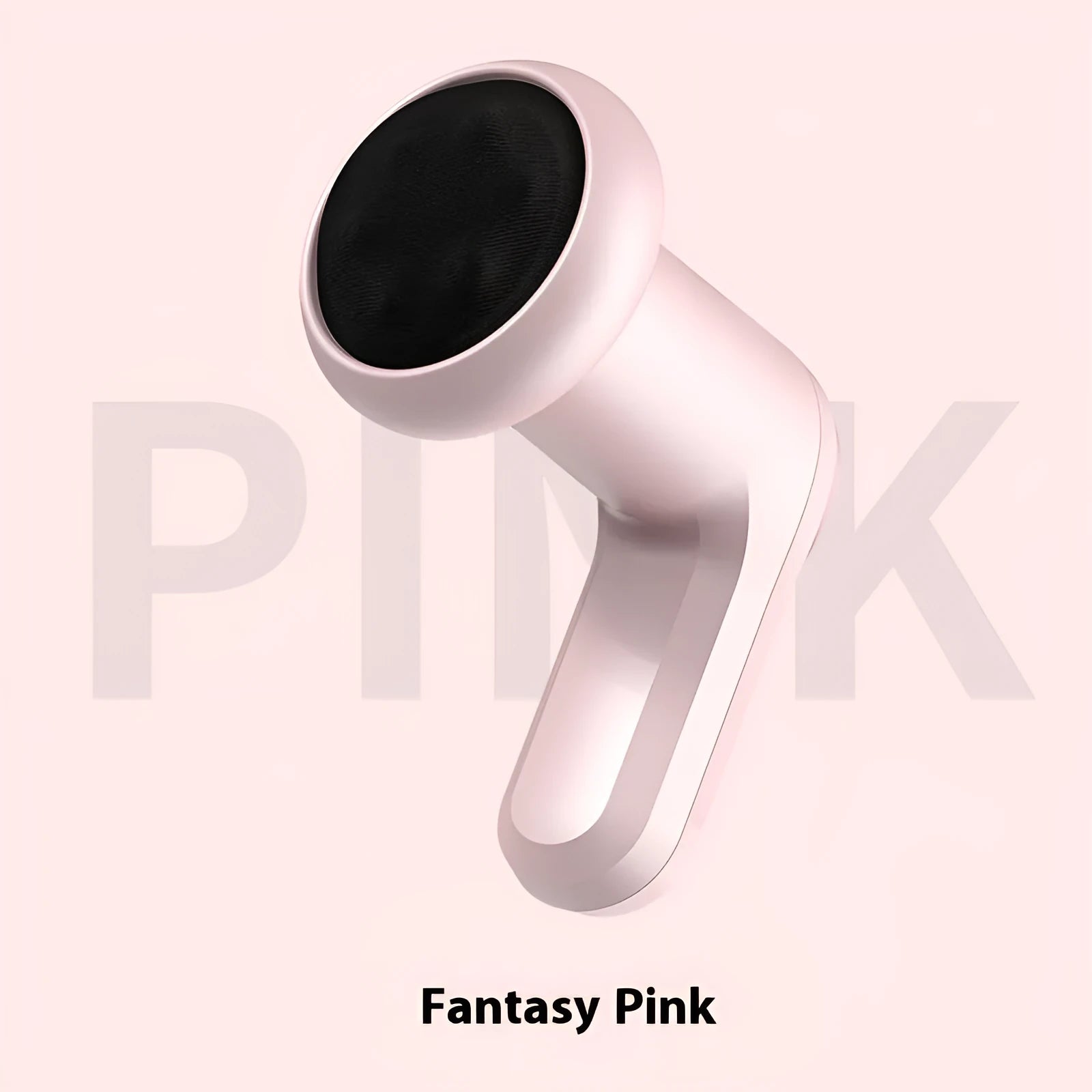 A handheld pink electric massager for the neck, back, waist and legs with a USB charging port.