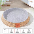 Rattan woven cat bed or nest for pets, shown in available sizes S, M, L, XL