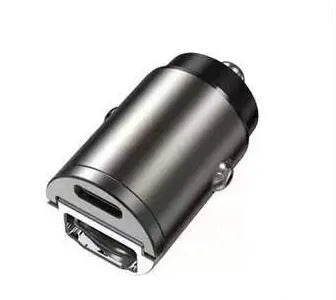 Mini 30W zinc alloy car cigarette lighter charger in black colour