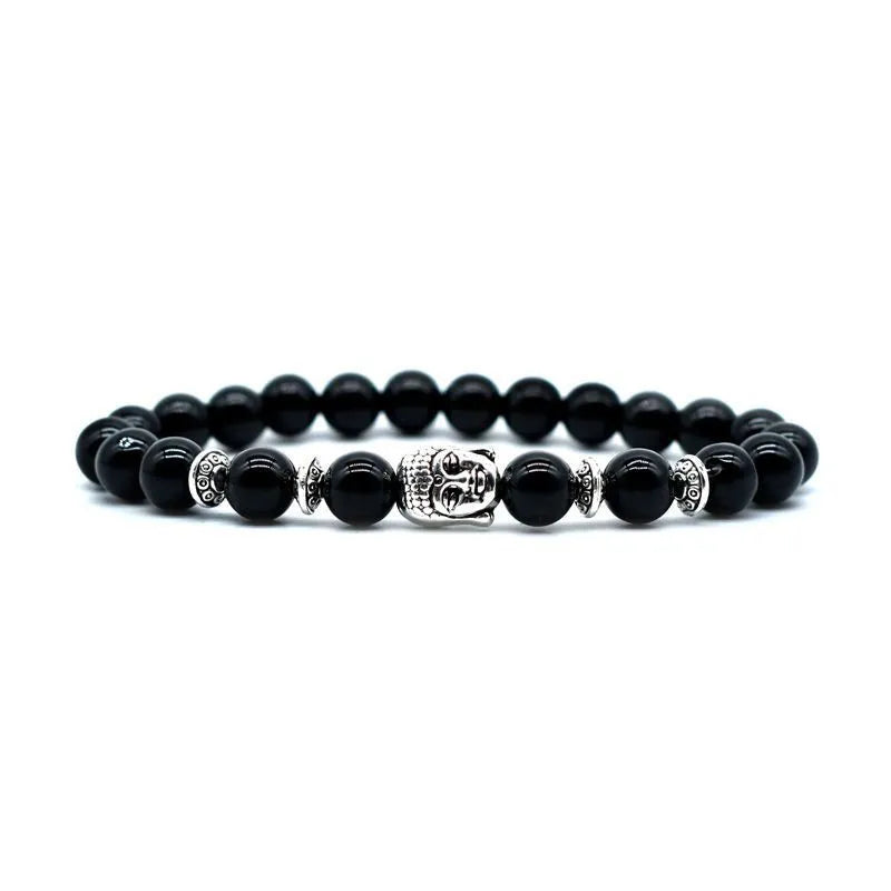 Handmade Tiger Eye bracelet with 19mm Buddha head bead in unisex design