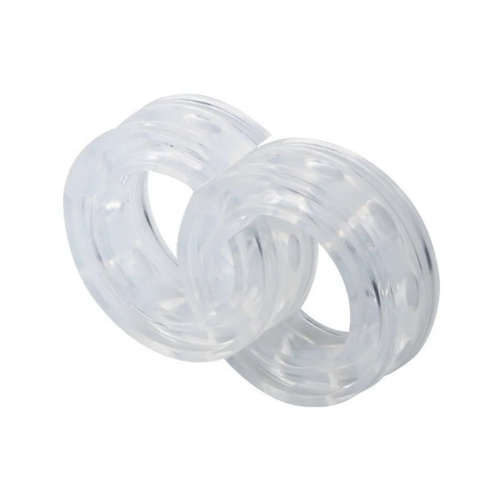 Transparent rubber car spring buffers showing six size options for suspension protection