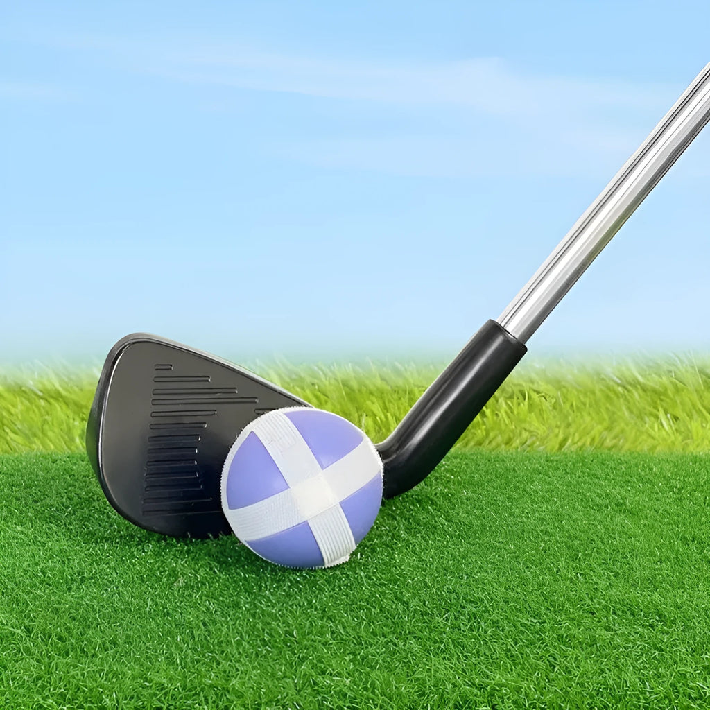 Metal golf practice club set showing adult and children's sizes for outdoor sports