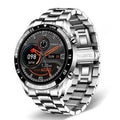Smart watch with stainless steel band and 1.3-inch touch screen display