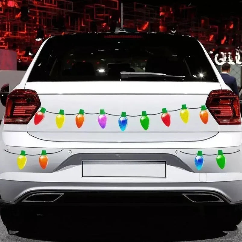 Christmas light bulb reflective magnetic set with 24 white honeycomb bulbs and 12 magnetic wires for car and refrigerator decoration