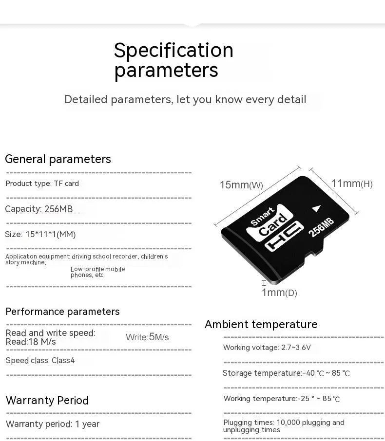 TF series 256MB memory card with built-in mini speaker measuring 11x15mm