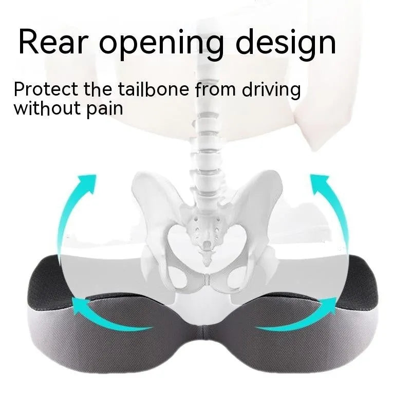 Curved bevel seat cushion with memory foam for tailbone support in multiple colour options