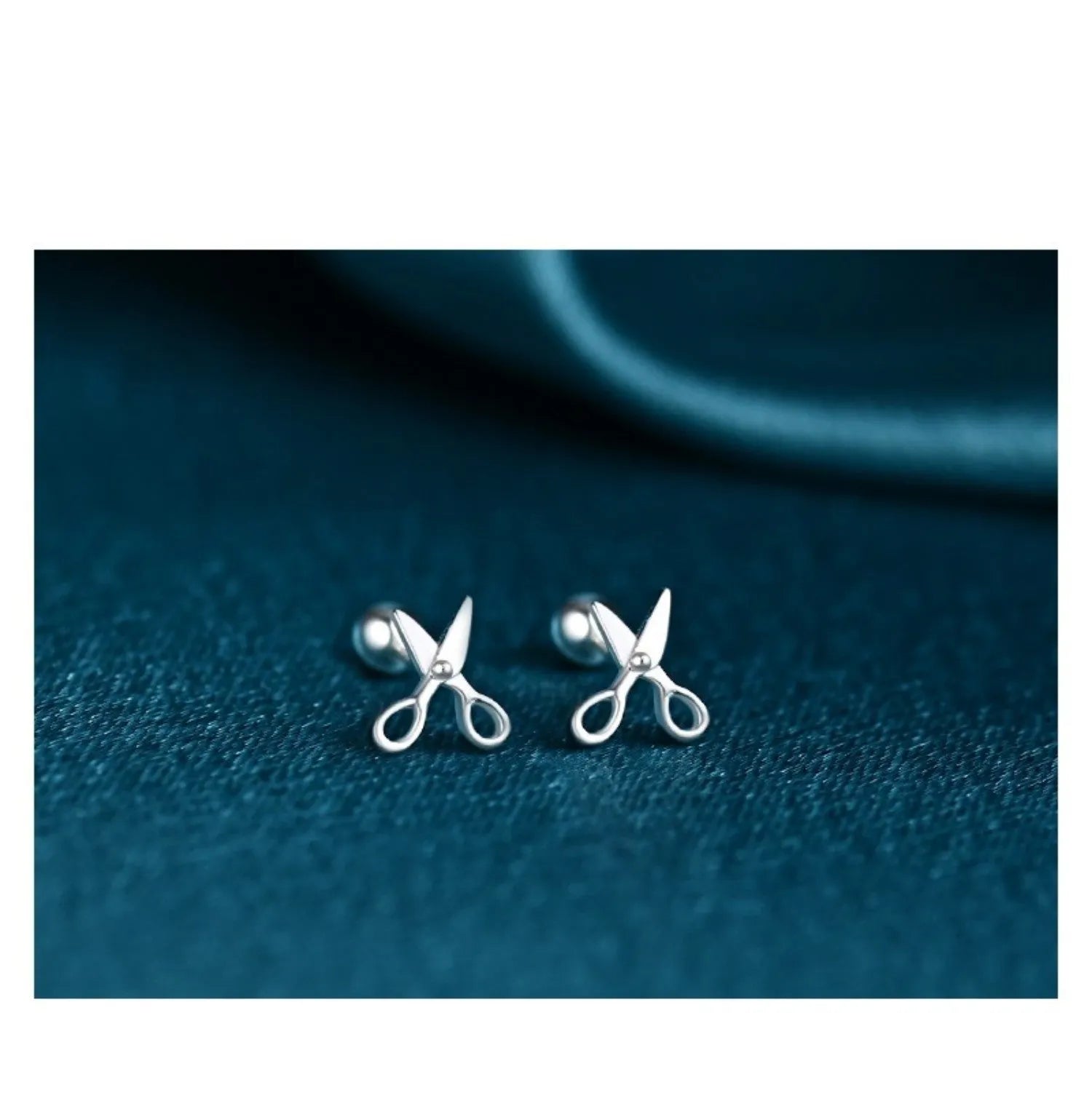 Pure silver ear nail earrings with screw-style fastening for women's ear piercings