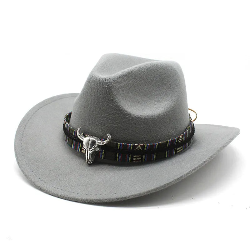 Western cowboy hat with bell crown design in wool-blend polyester fabric showing multiple colour options