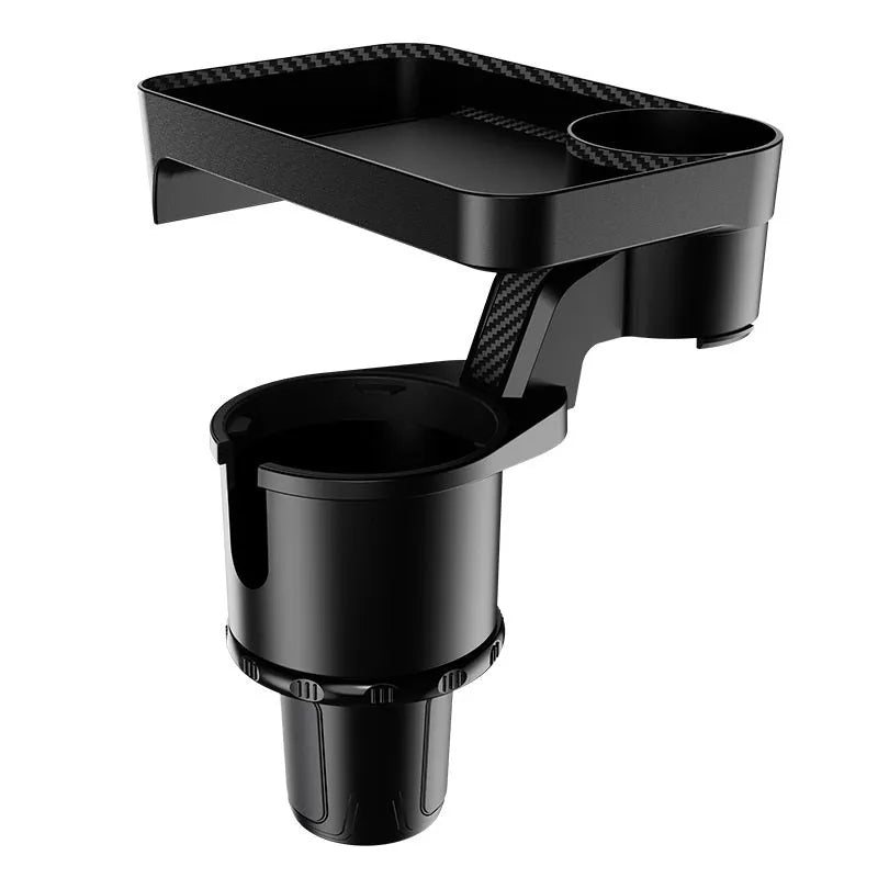 Black 360-degree rotating car cup holder dinner tray in vehicle console