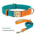 Mohair small dog neck collar and traction rope set in Mo Landi colours with lettering detail