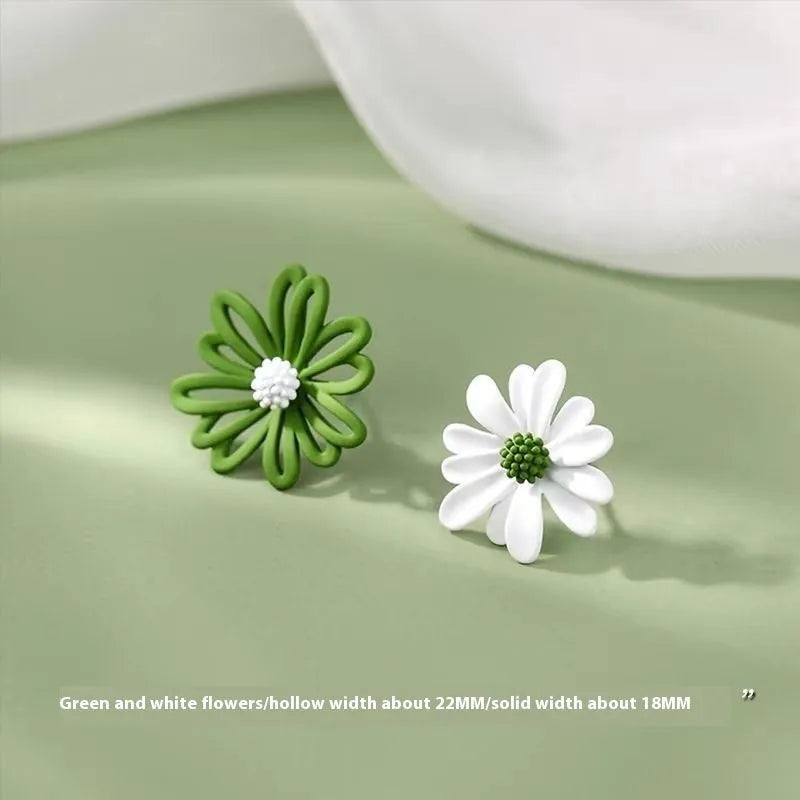 Flower stud earrings in blue orange, white green and yellow white colour combinations