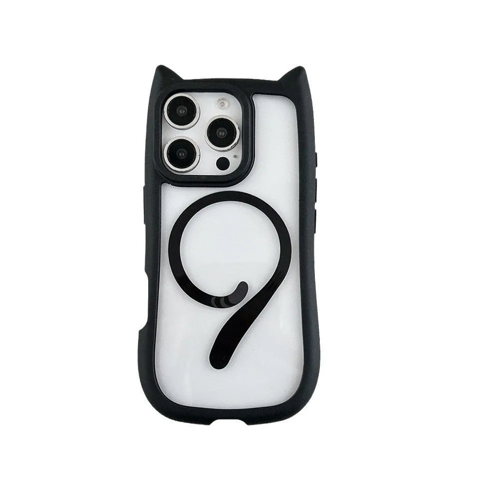 Transparent acrylic TPU iPhone 17 case with magnetic suction showing shockproof protection features