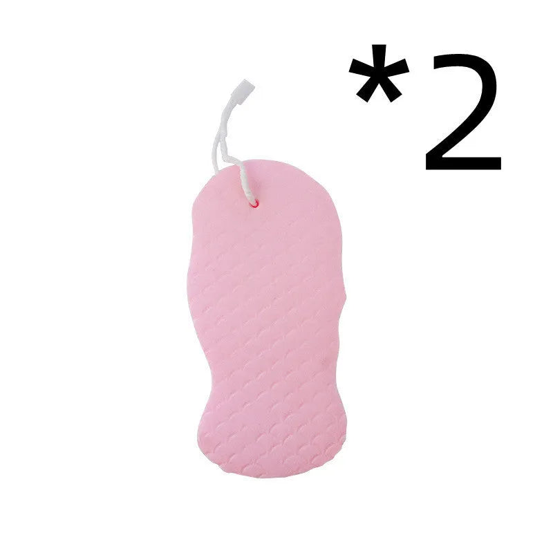3D bath sponge ball with fish scale texture in white, grey, pink, and light blue colours