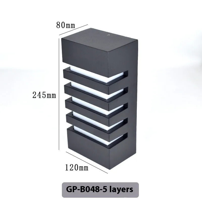 Modern aluminium outdoor wall lamp with six-layer minimalist design