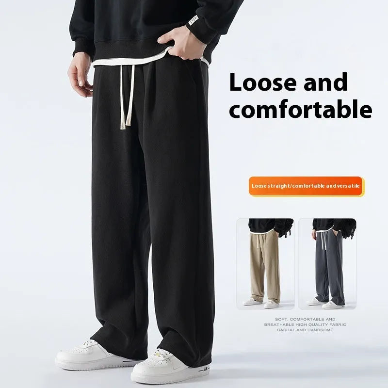 Men's polar fleece sports trousers with fleece lining in apricot, black and dark grey colours