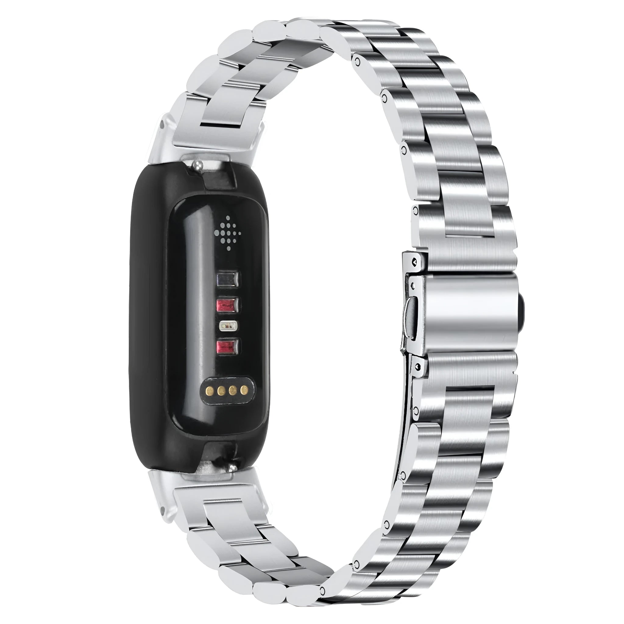 Stainless steel watch strap with three-beads design for Fitbit Inspire3 in multiple colours.