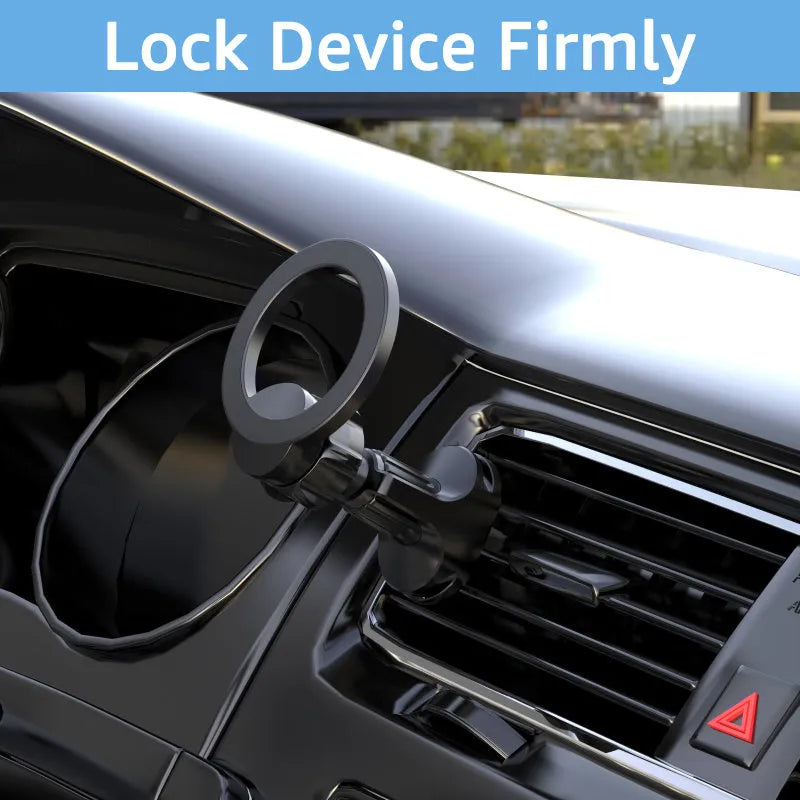 Black magnetic suction car air outlet phone holder with O-ring bracket