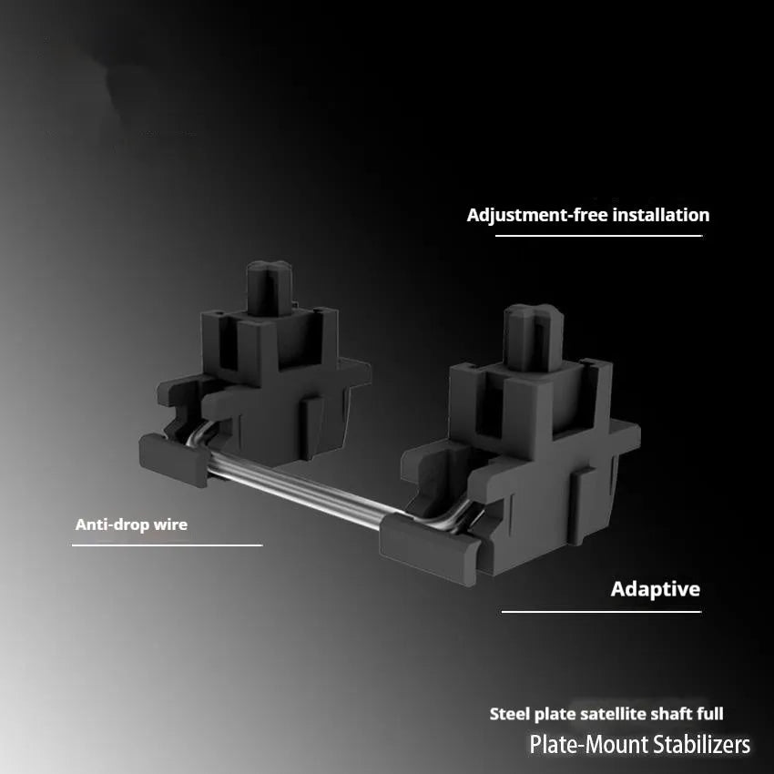 Keyboard stabiliser accessories in black and milky white colours with 6.25U and 7U size options