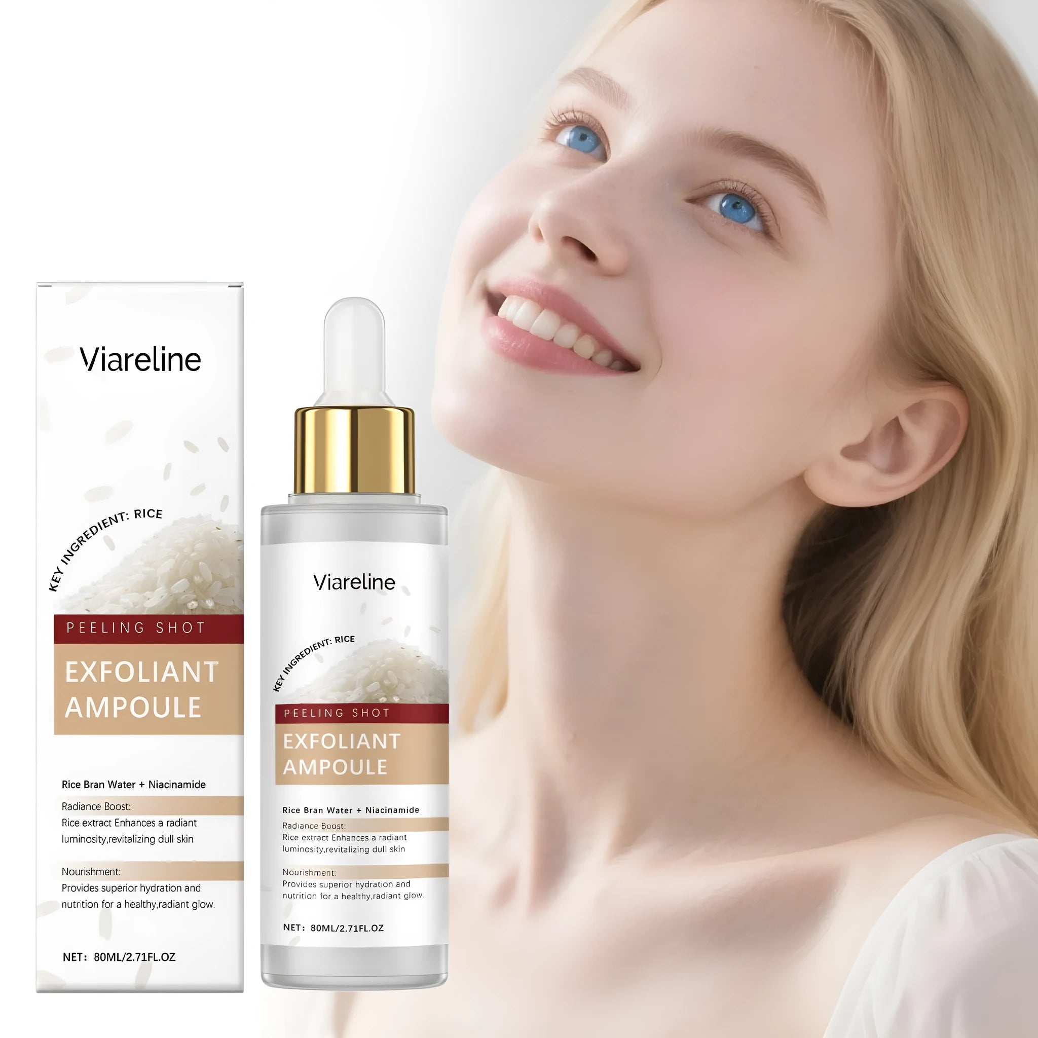 80ml bottle of cleansing and nourishing facial moisturising liquid with hyaluronic acid.