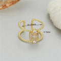 14K copper-plated gold open ring with asymmetric U-shaped adjustable design