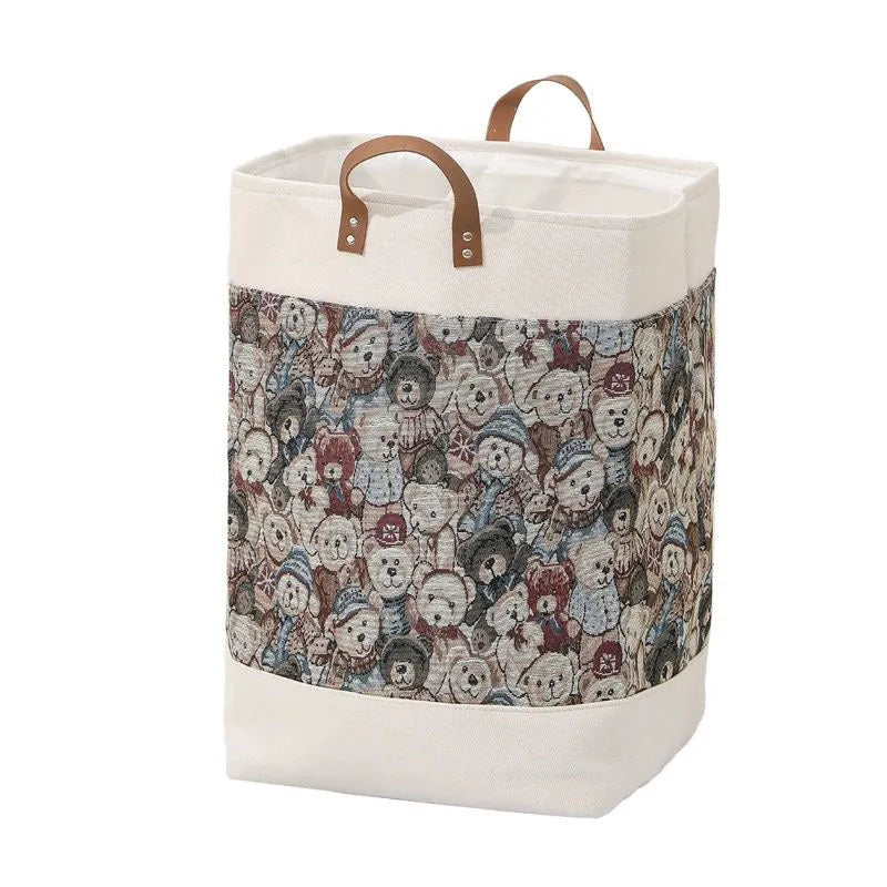 35cm wide fabric storage box for clothes and bedding organisation in colourful bear pattern