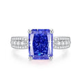 Heart-shaped Tan Sang zircon stone with ice flower diamond cut in a sterling silver ring band.