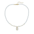 White conch shell necklace for women with electroplated finish and regular chain