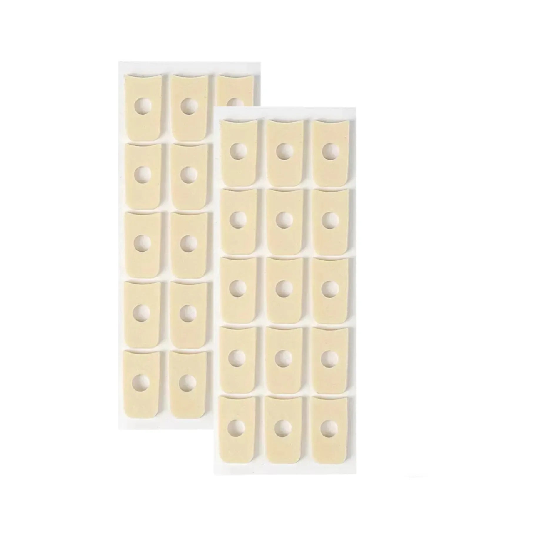Women's protective toe pads set showing four different shapes: large oval, small oval, U-shaped and circular designs