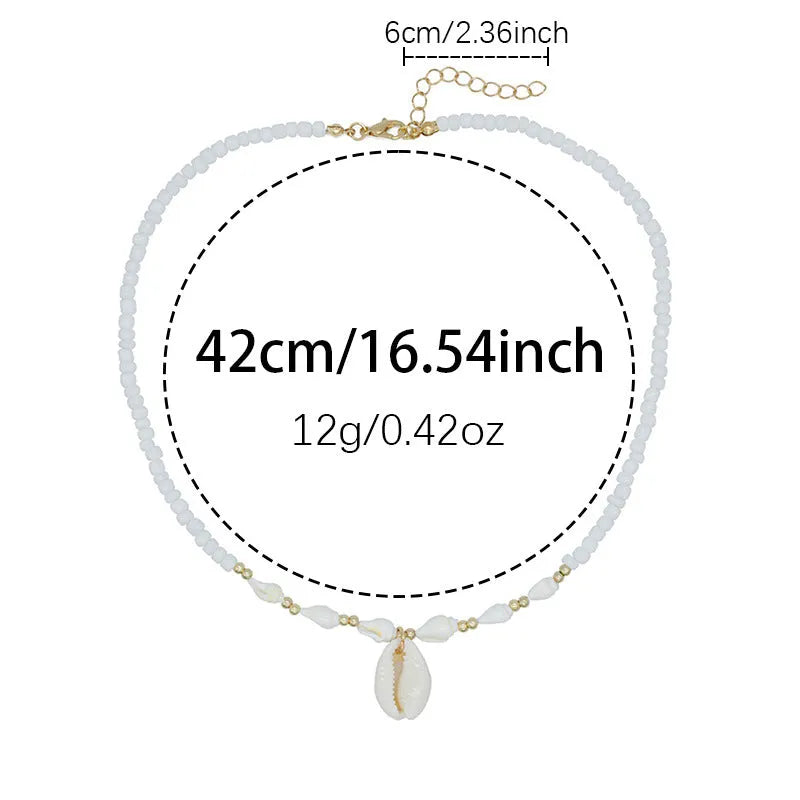 White conch shell necklace for women with electroplated finish and regular chain