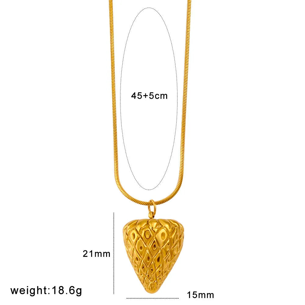 Stainless steel women's necklace with colourful apple, grape, watermelon, pineapple, strawberry and banana fruit charms.