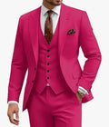 Men's slim-fit three-piece suit in chemical fibre blend fabric available in multiple colours