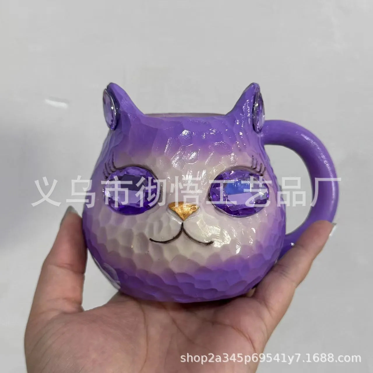 Resin crystal cat cup decorative craft in American style design
