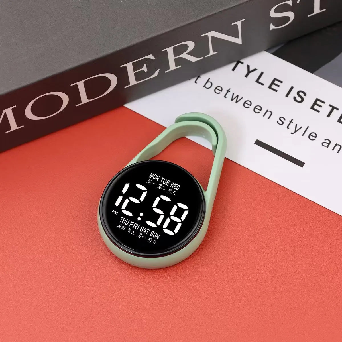 Week Mini Electronic Watch with LED digital display on plastic strap