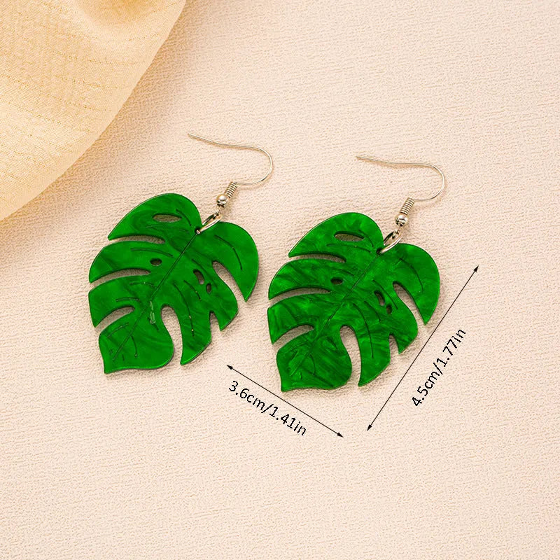 Acrylic drop earrings with coconut and jackfruit design on an alloy hook, shown in multiple colour styles.