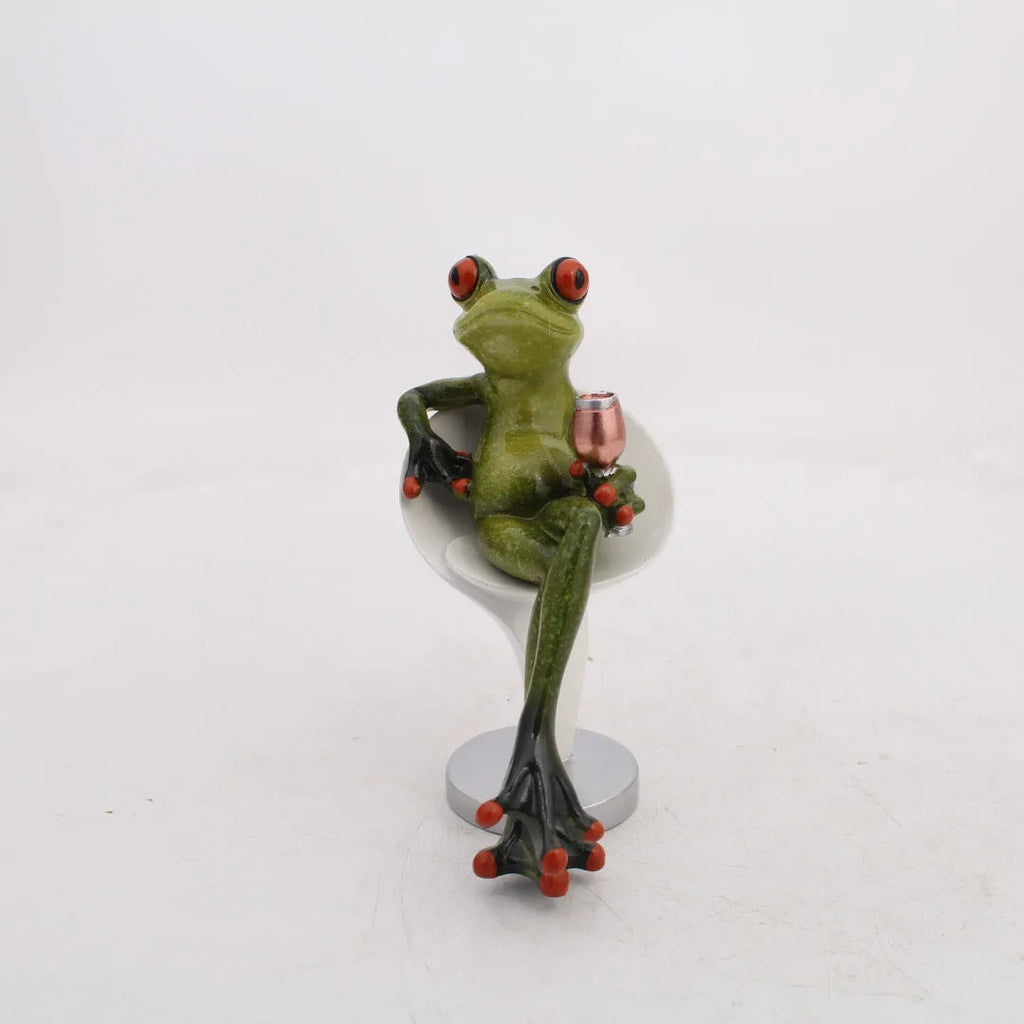Pastoral style synthetic resin frog ornament for living room and study home decoration