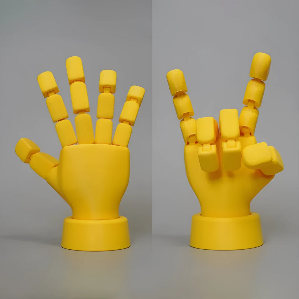 Yellow movable joint hand props with articulated fingers in American style decorative design