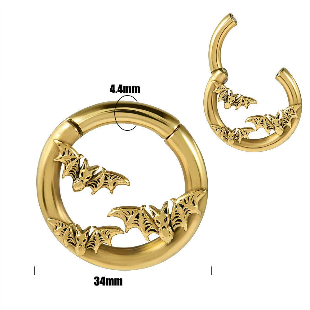 Stainless steel fashion earrings with shaped totem pattern in electroplated finish