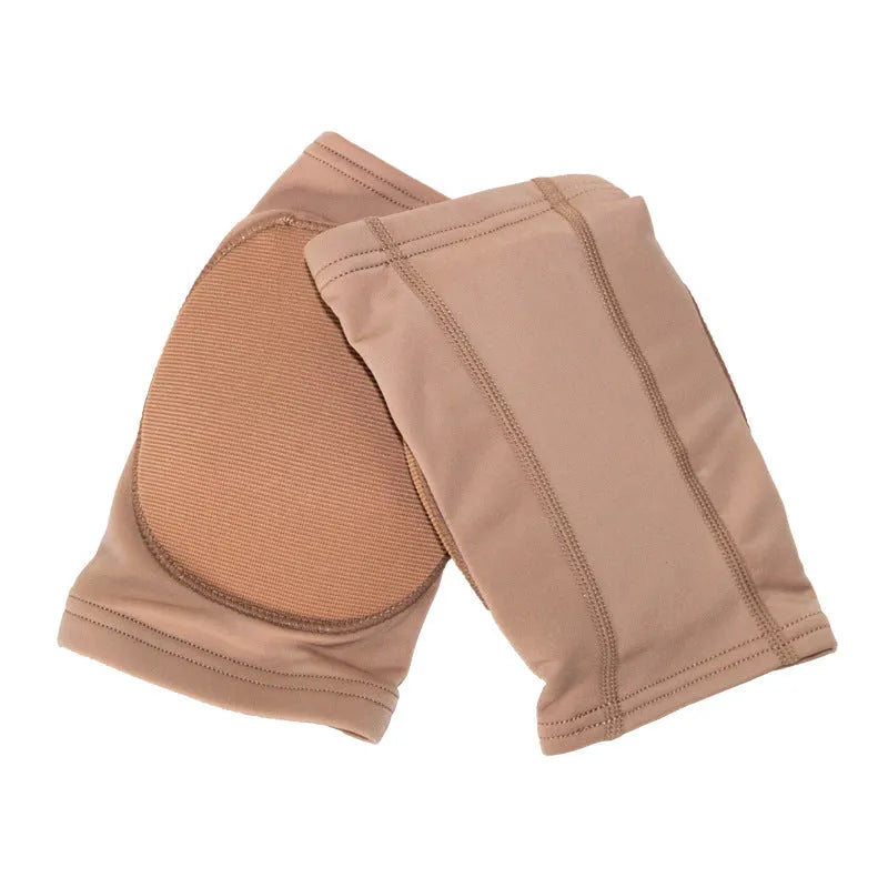 Ballet dance knee pads in skin colour and black with five size options from XS to XL