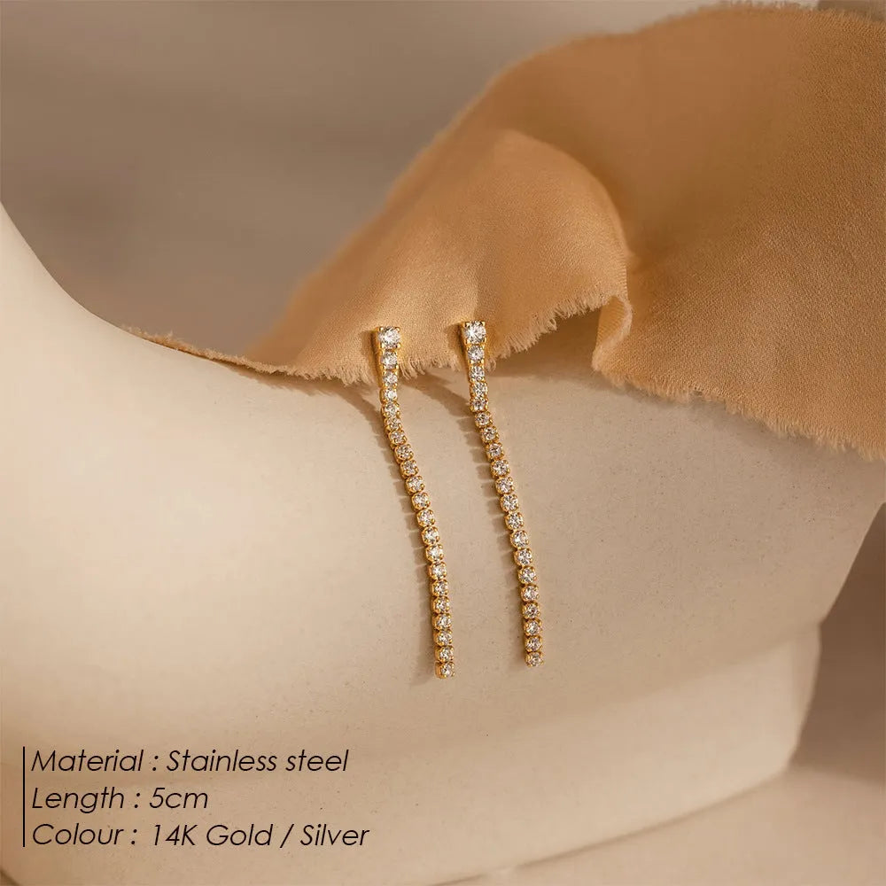 Women's geometric stainless steel earrings with Chinese style design in gold and steel colour options