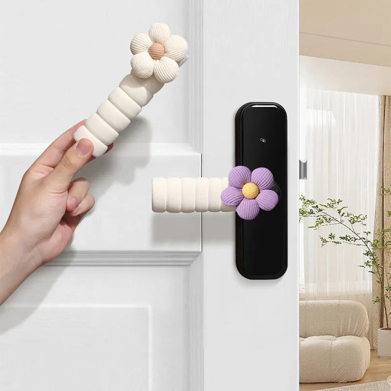 Floral patterned round door handle protective cover made from soft PEVA material