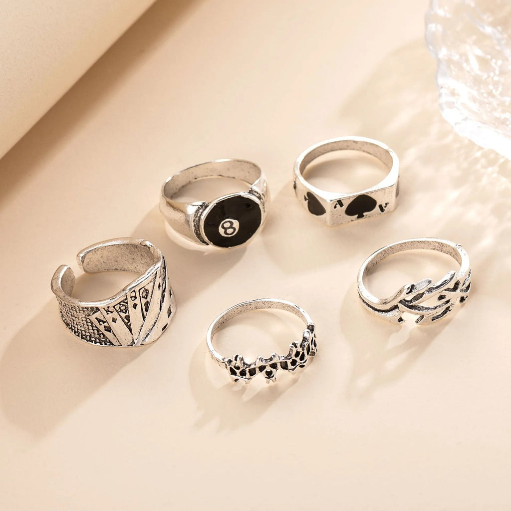 Black alloy poker ring with retro spade card design for creative jewellery collections