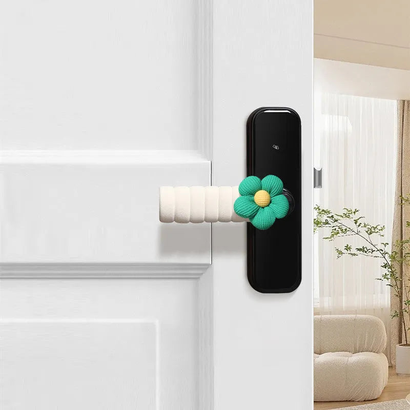 Floral patterned round door handle protective cover made from soft PEVA material