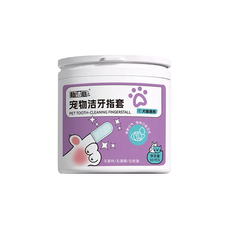 50-piece non-woven pet dental finger stall set for cat and dog teeth cleaning