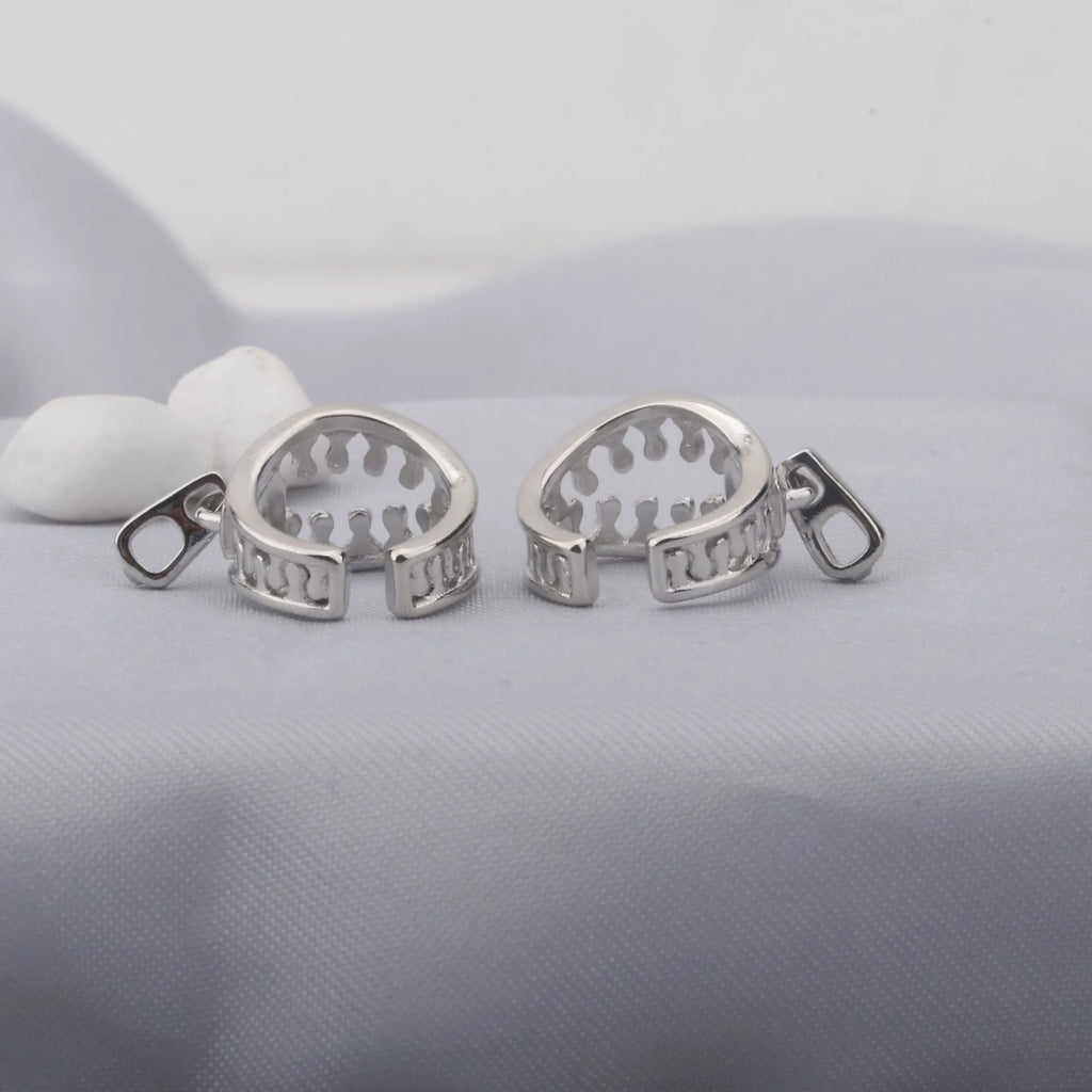 Copper geometric clip earrings with simple line design in ES862 colour