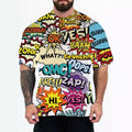 Men's loose-fit t-shirt with coloured letters design in regular short sleeves
