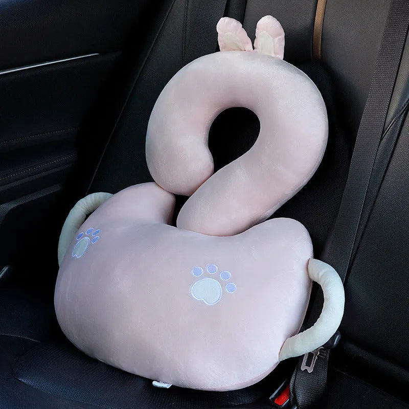 Cartoon cushion pillow with cute animal and question mark hug car design in a choice of six colours.