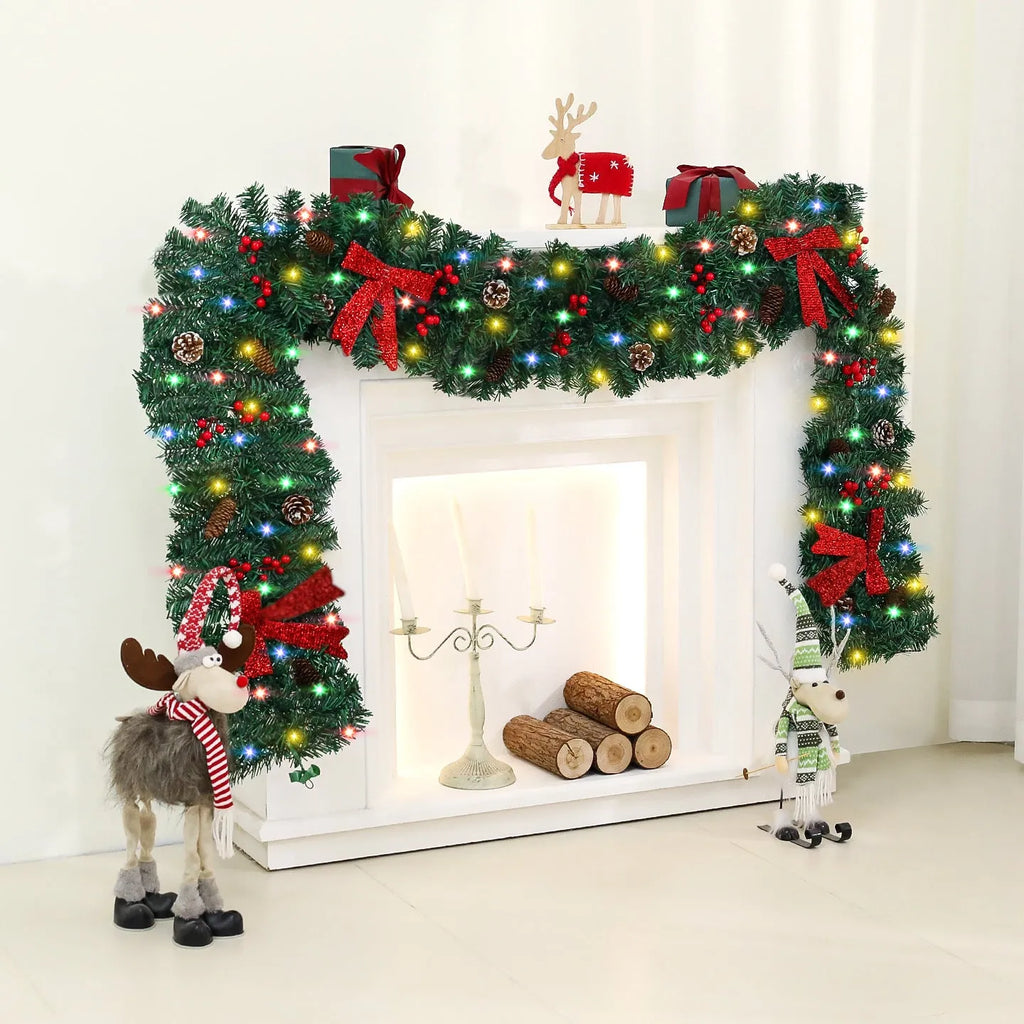 Christmas rattan decorative showcase with pine cone bow and European modern art design