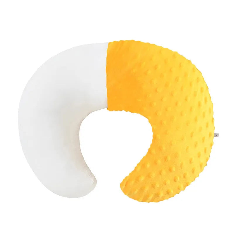 Grey nursing pillow with removable pillowcase for breastfeeding support and milk spill prevention