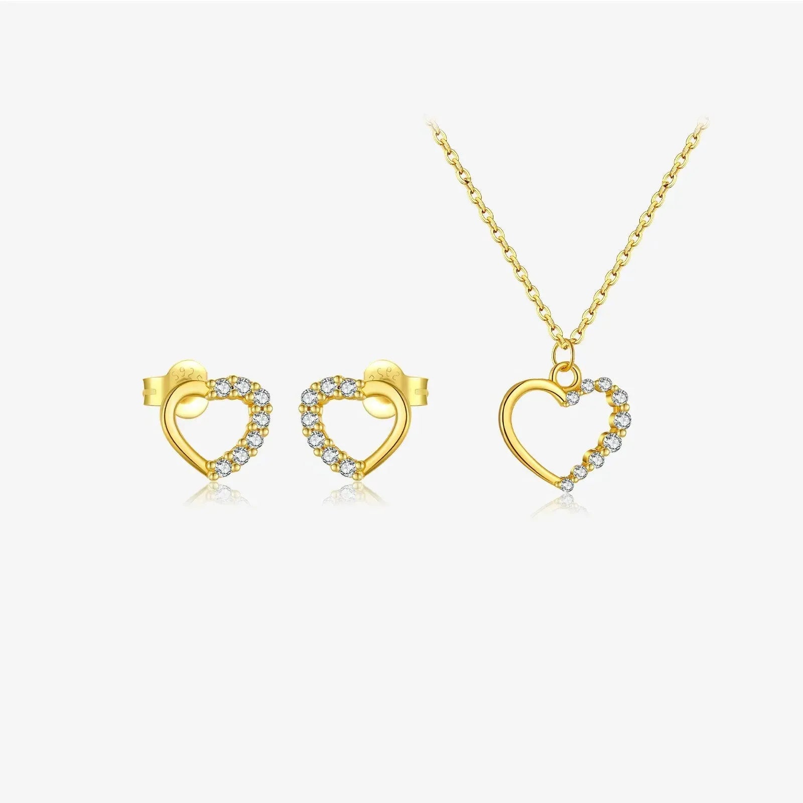 Close-up of a women's sterling silver hollow heart necklace with a circle detail, showing the white gold finish option.