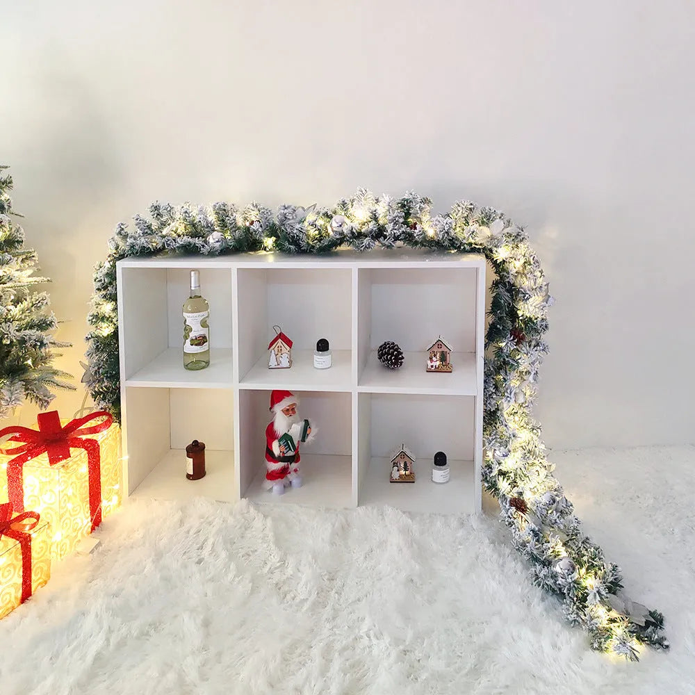 240cm long PVC Christmas rattan garland with flocking decoration in a choice of five colours.